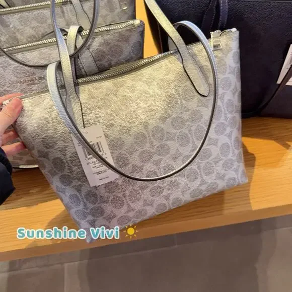 NWT COACH Fiona Zip Tote Bag In Signature Canvas CW396, Gray/Silver - Picture 3 of 8